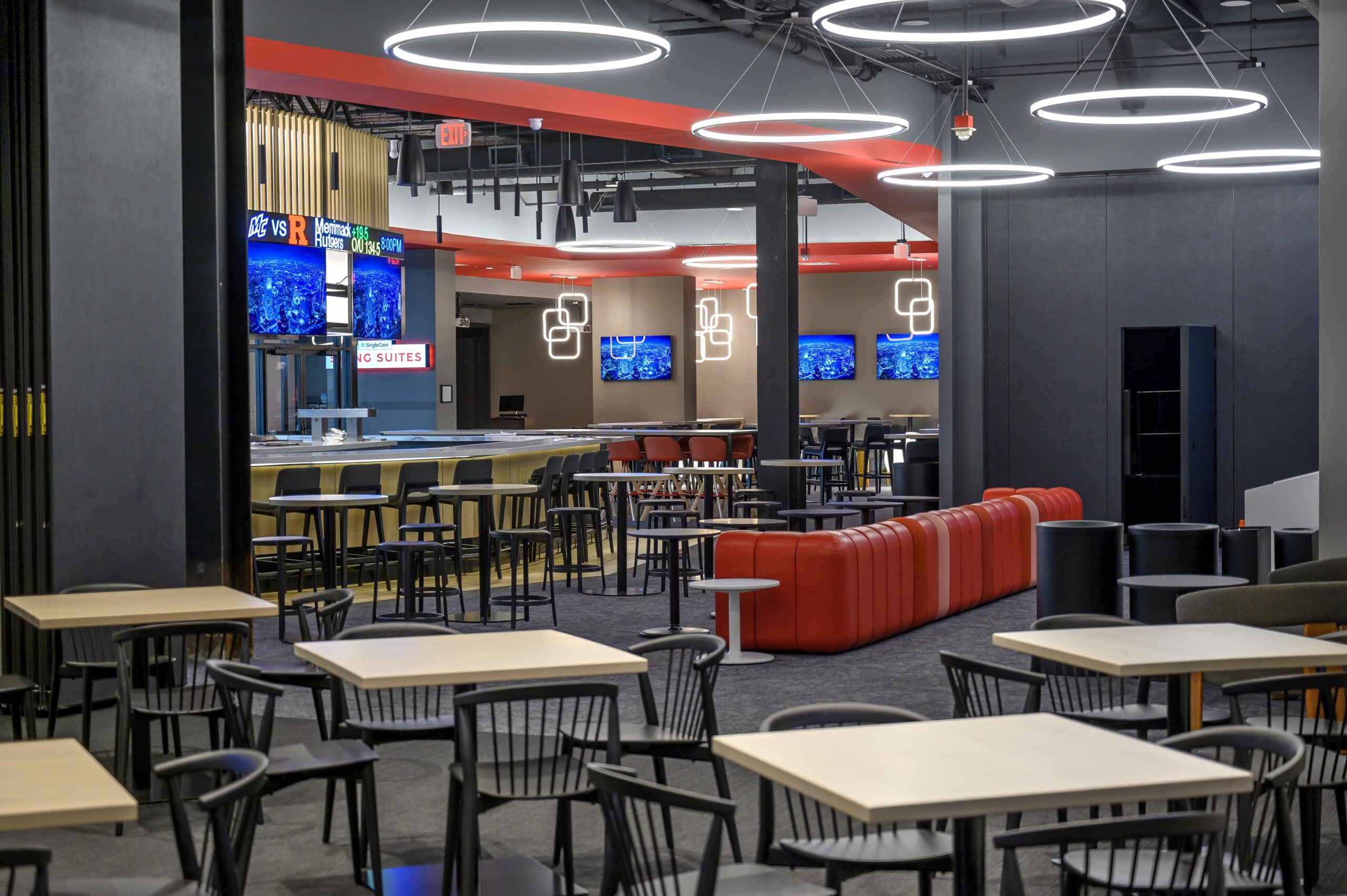 Bosse Function room interior equipped with various tables and chairs.
